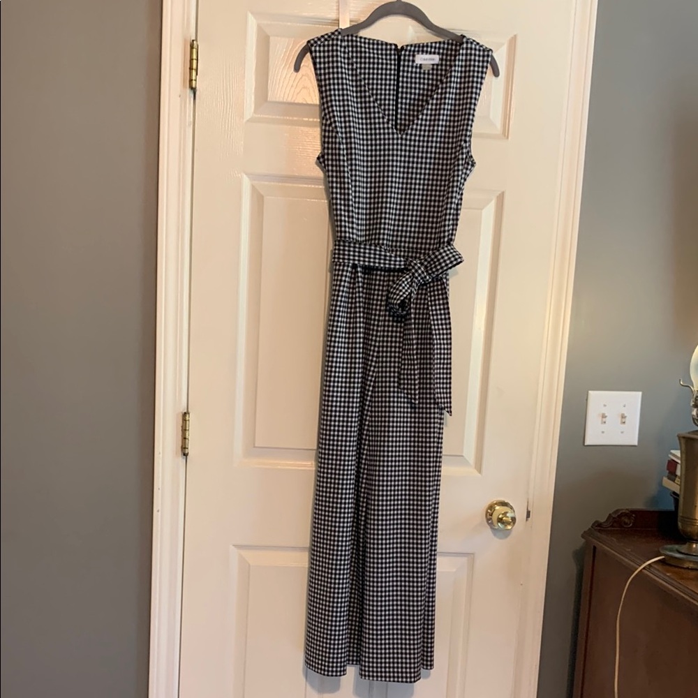 Calvin Kline  Black and White Checkered Jumpsuit